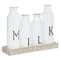 White Iron Farmhouse Decorative Milk Bottles Set